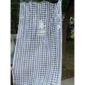 Vintage Retro Mod 1970's Woven Op Art Optical Curtain Fabric ~ White
